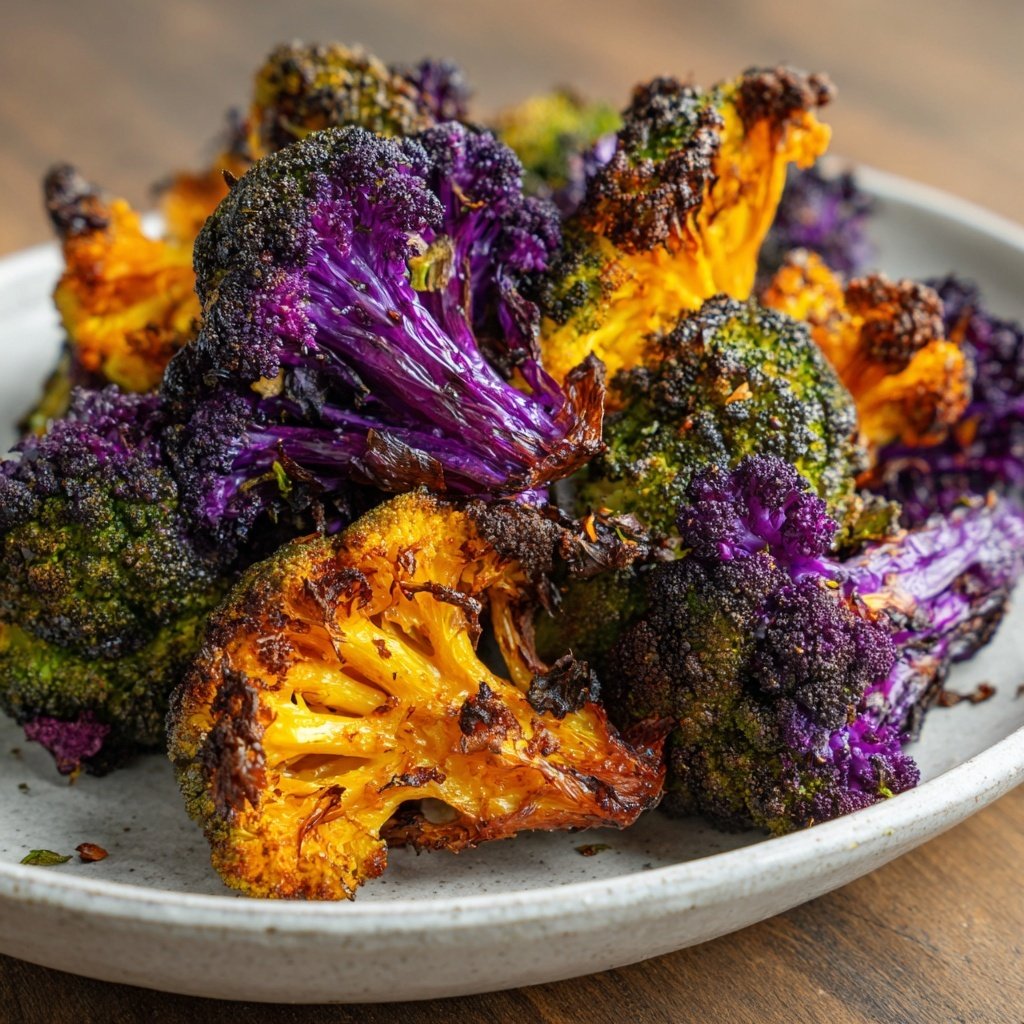 Rôtis chou-fleur violet brocoli orange