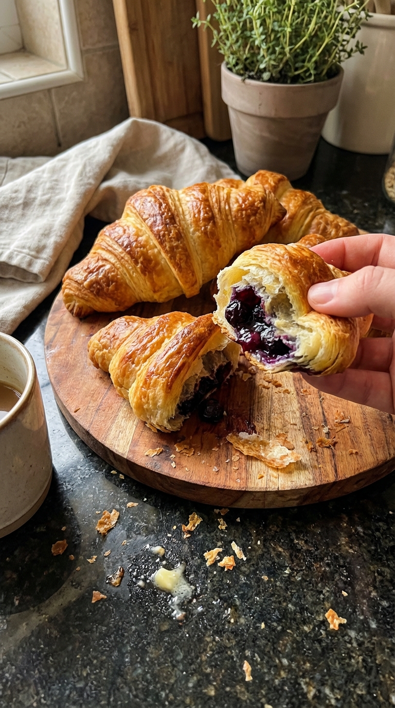 Panier de croissants aux myrtilles