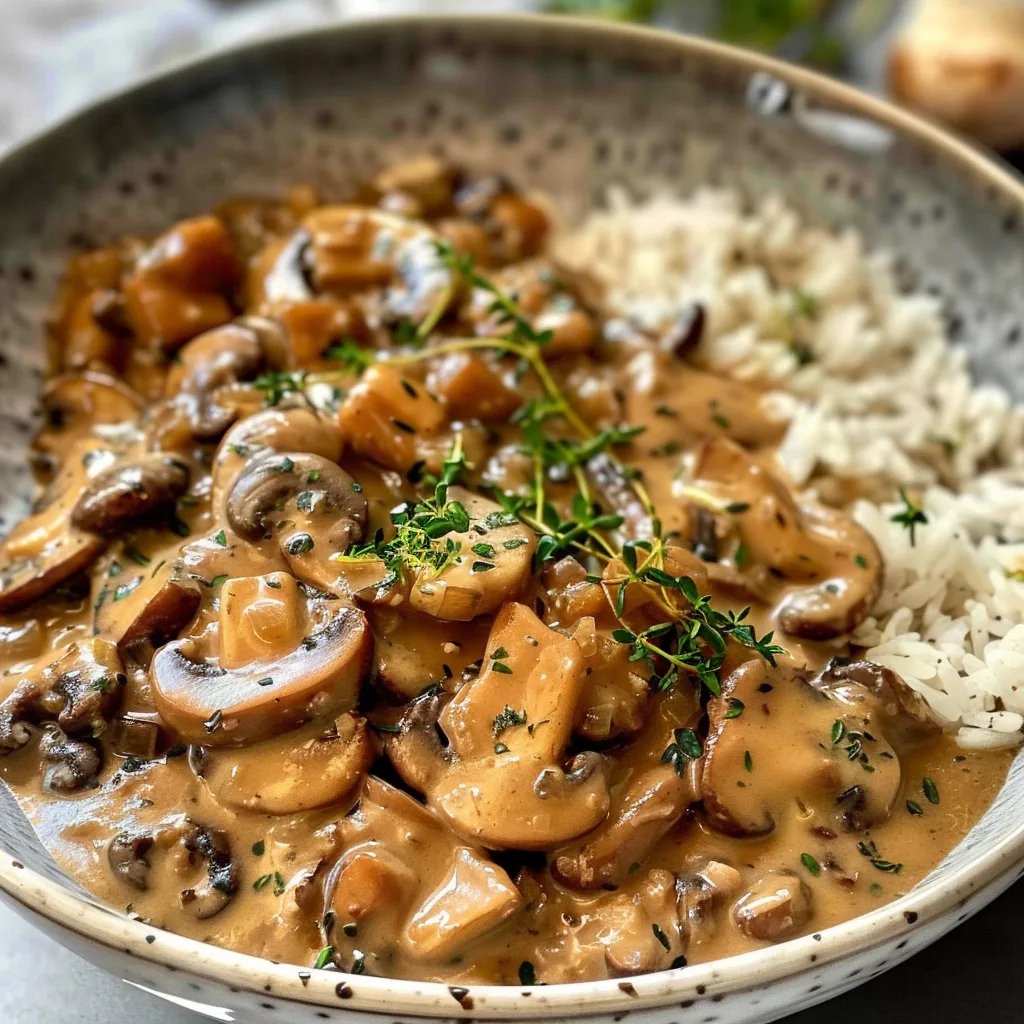 Stroganoff de Champignons & Riz Complet