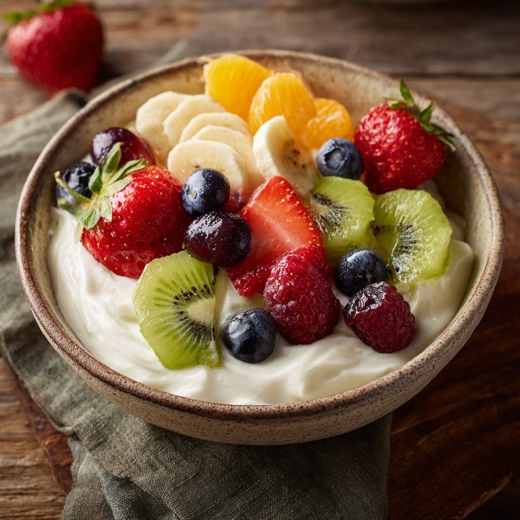 Fruits de saison au yaourt vanillé