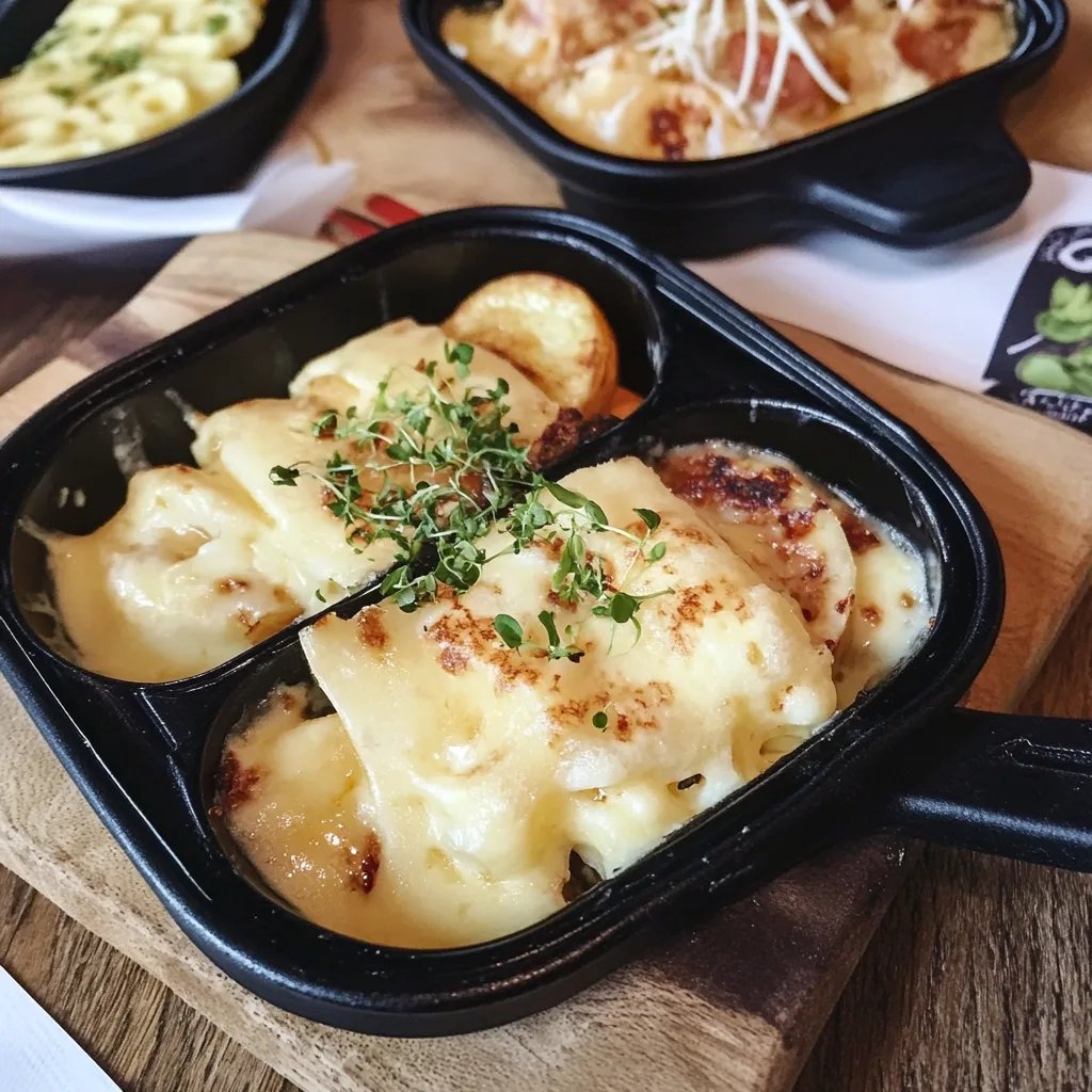 Crumble aux pommes et spätzle au fromage pour la raclette suisse
