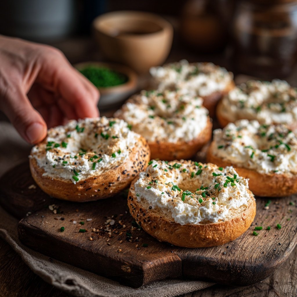 Bagels protéinés au cottage cheese