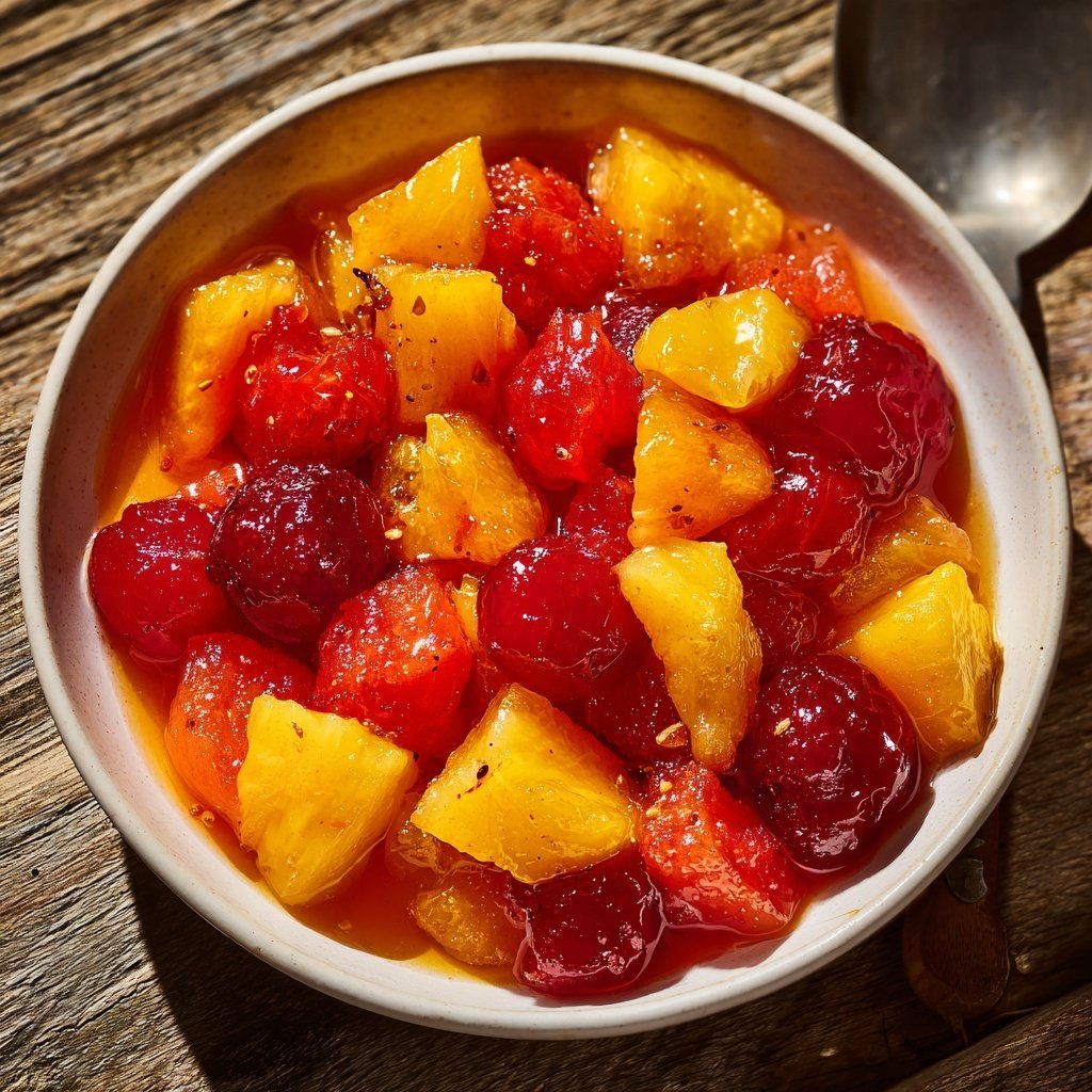 Petits dés de fruits au sirop léger