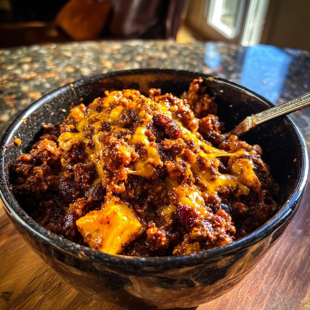 Chili bœuf cheddar chipotle copieux