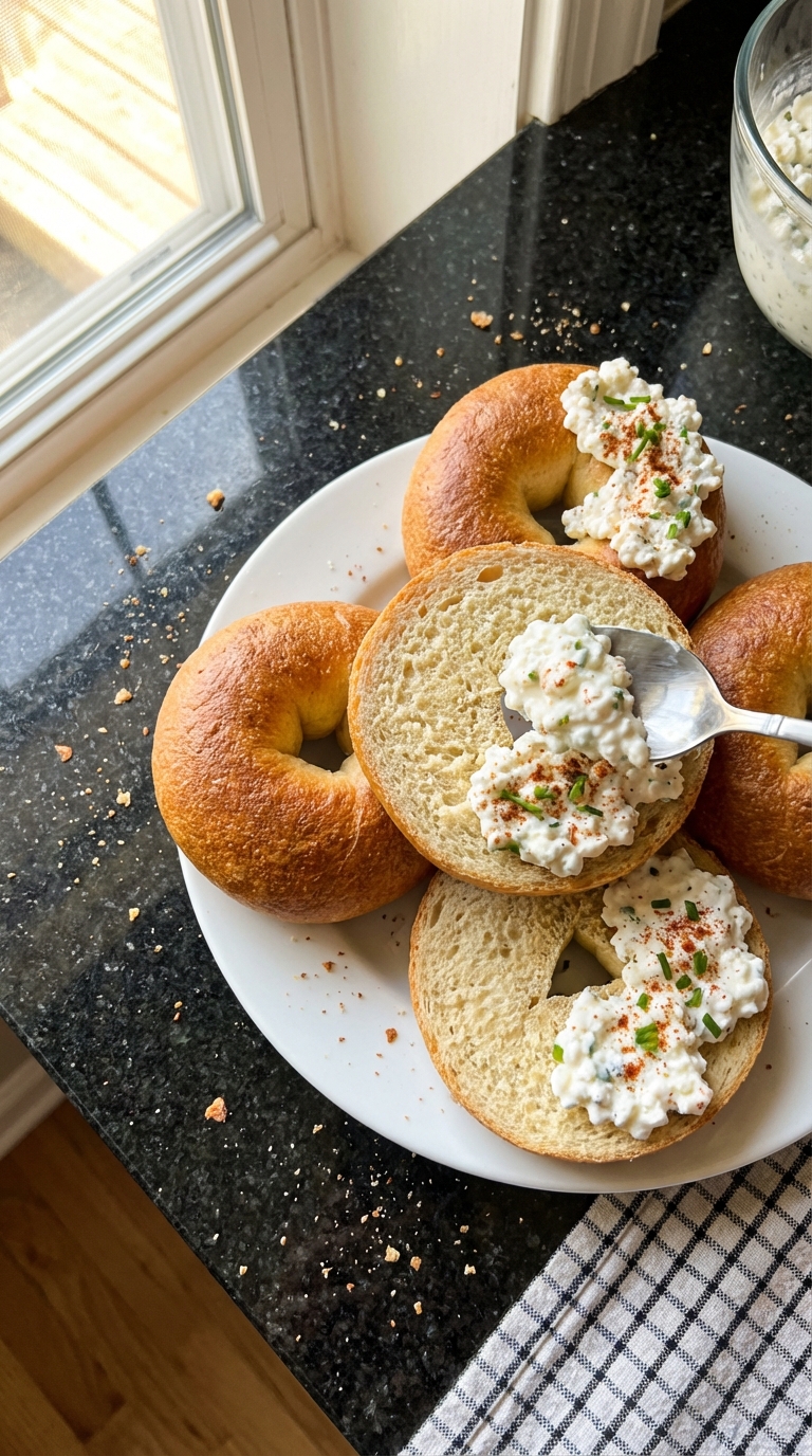 Bagels petit déjeuner au cottage cheese