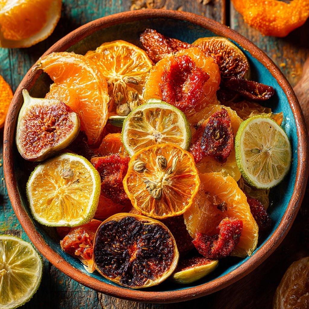 Bol coloré d’agrumes et fruits secs​