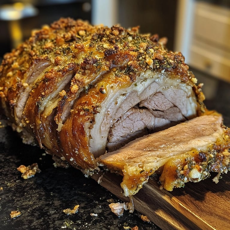 Poitrine d'agneau façon porchetta