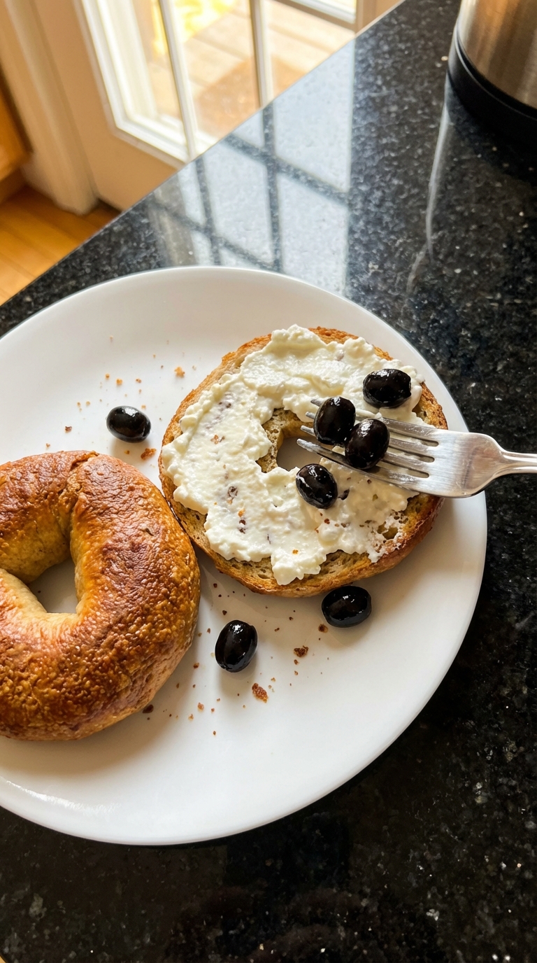 Bagels au cottage cheese et olives