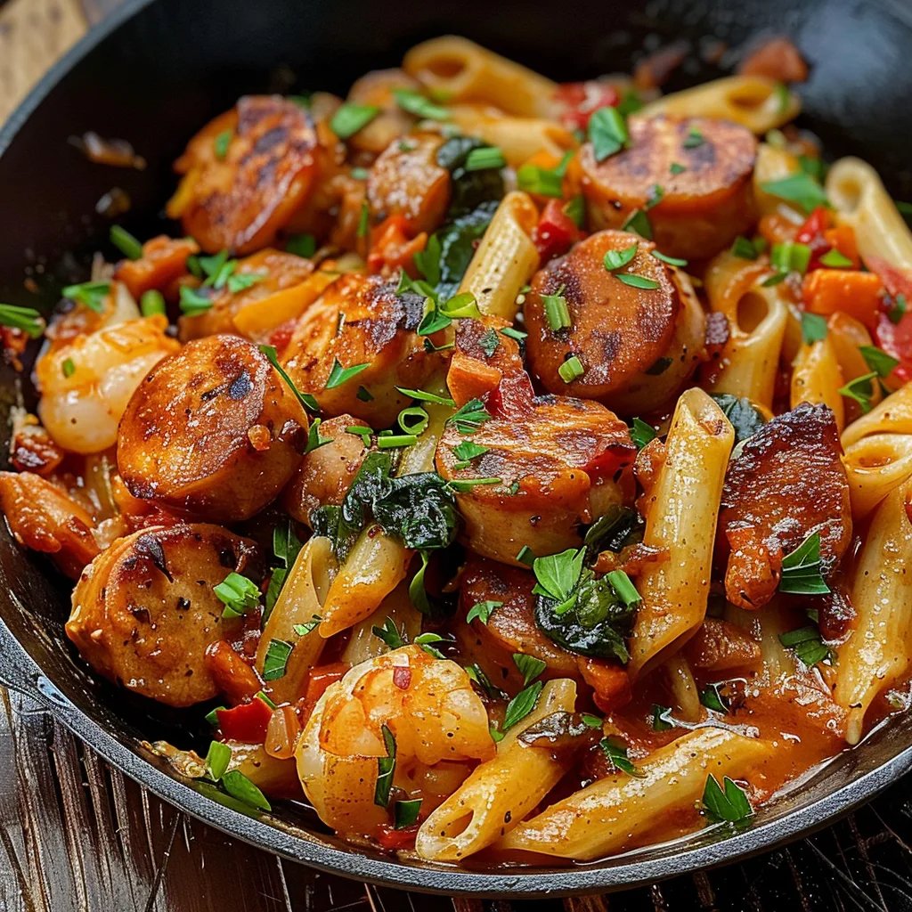 Pâtes crémeuses à la saucisse cajun (en une seule casserole)