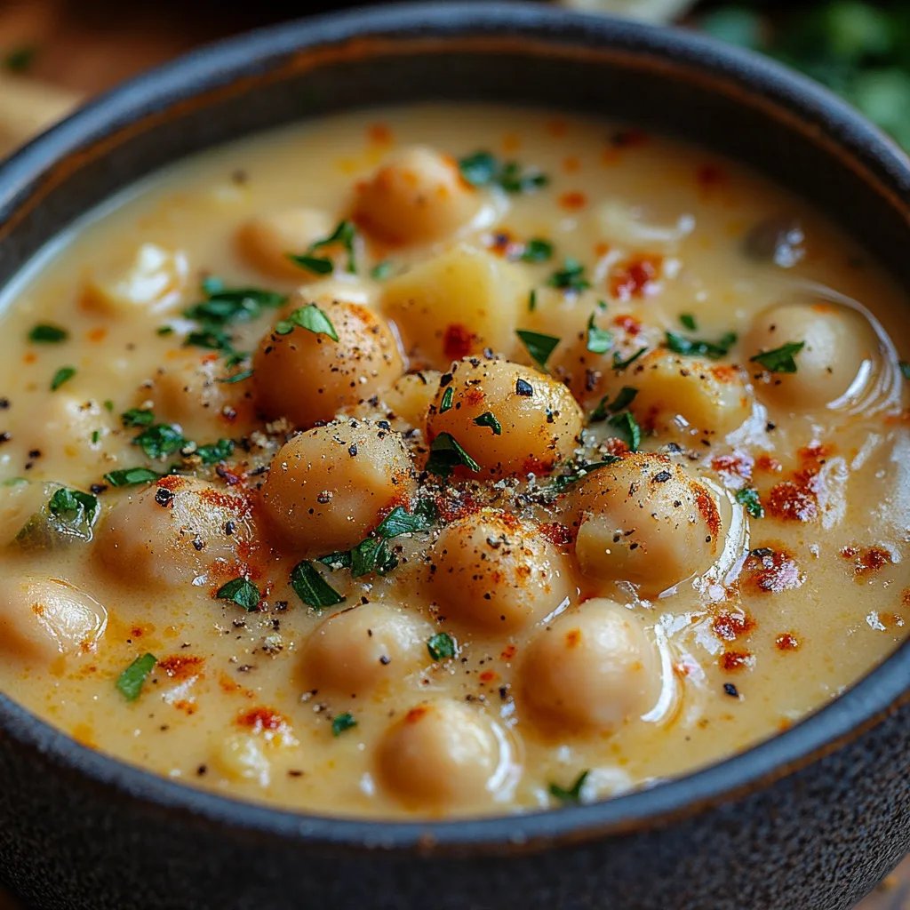 Soupe Crémeuse à l’Ail et aux Pois Chiches : Une Recette Incroyable Ultime