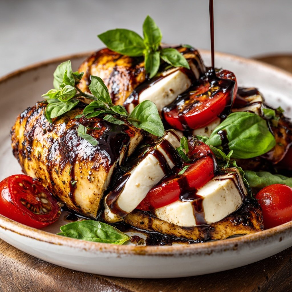 Poulet caprese balsamique basilic frais