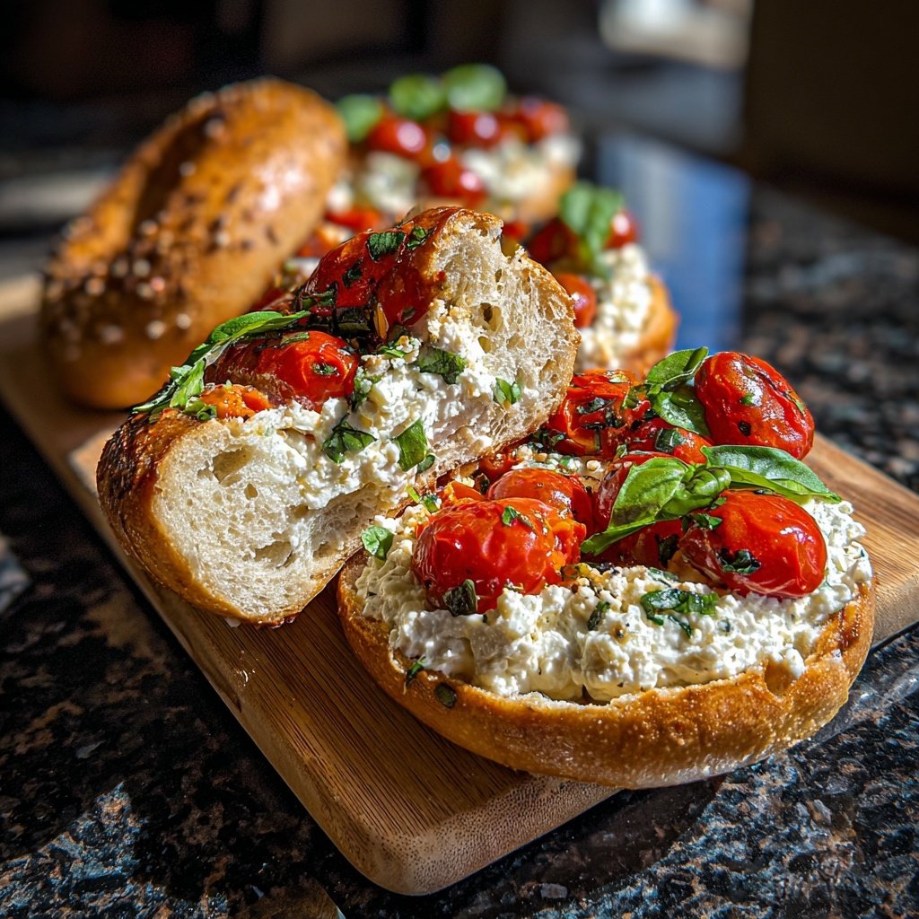 Sandwichs bagel au cottage cheese